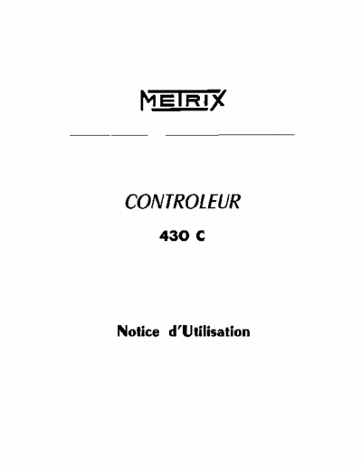 Metrix 430 C Notice d